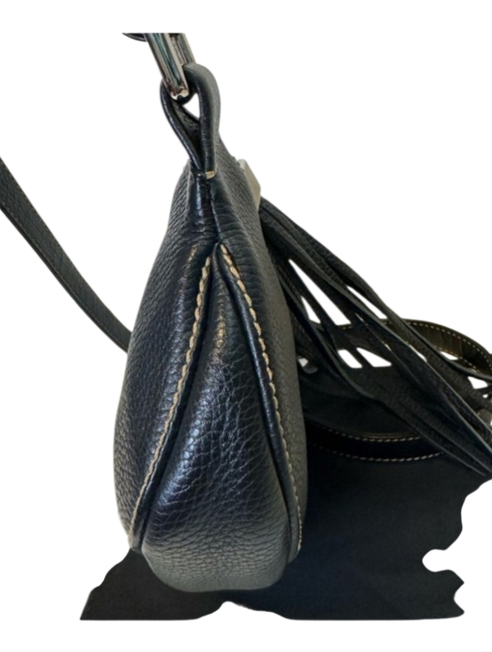 CHANEL Black Crescent Leather Shoulder/crossbody Bag with Tassel Accent - Picture 6 of 11